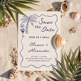 Coastal Hand plockade Doodle Beach Wedding Spara Datumet