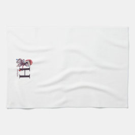 Coastal Holiday Santa Octopus Monogram Kökshandduk