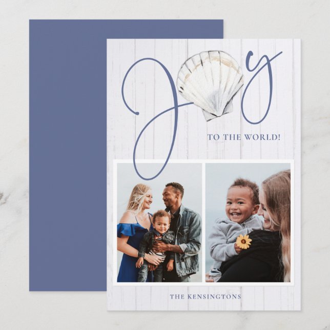 Coastal jul Joy Seashell Helgdag 2 Foton Julkort (Fram/baksida)