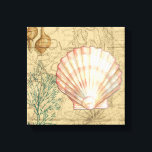 Coastal Karta Collage Canvastryck<br><div class="desc">Det finns inget som liknar karta i havslivet. Denna genomskinliga insamling av dessa kontrollceller kommer att gå underbar på alla produkter. Det ge är en vintage som känner för bilden och fångar upp havets liv under vattnet. Det omfattar en rosa och ett vitt säsongskal i rand och en havsliknande snäcka...</div>