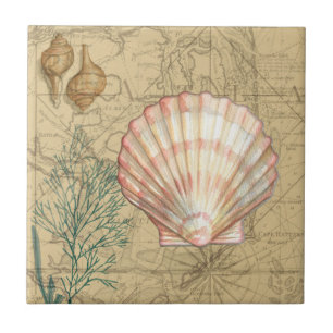 Coastal Karta Collage Kakelplatta