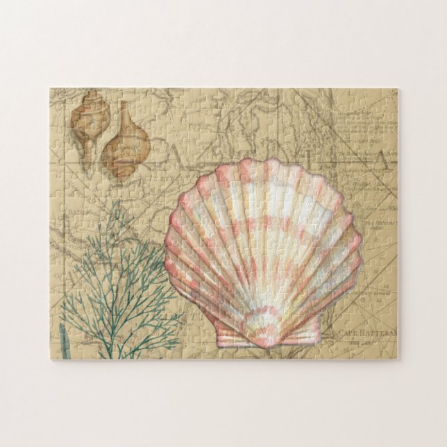 Coastal Karta Collage Pussel (Horisontell)