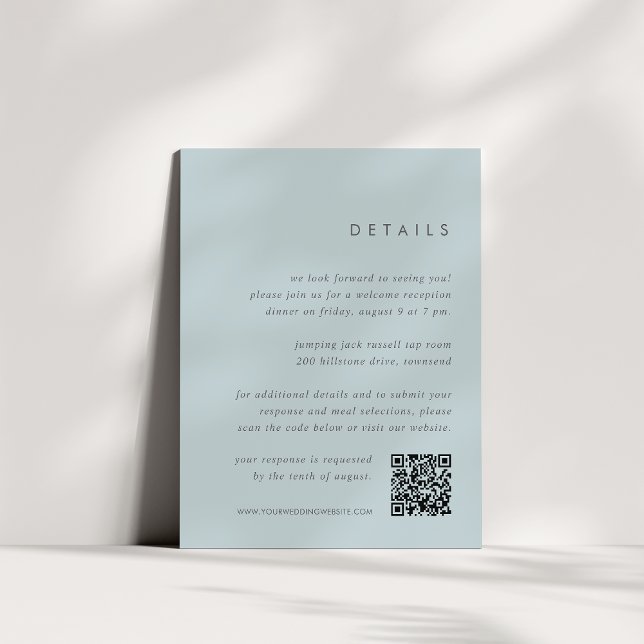 Coastal Light Blue All-in-One Wedding Details Tilläggskort (Skapare uppladdad)