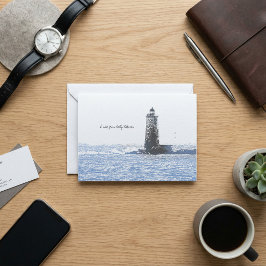 Coastal Lighthouse & Atlantic Ocean Nautical Theme Anteckningskort