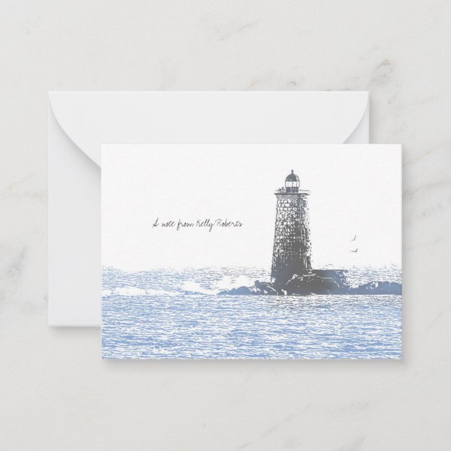 Coastal Lighthouse & Atlantic Ocean Nautical Theme Anteckningskort (Framsida)