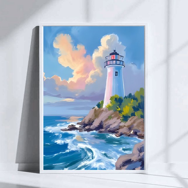 Coastal Lighthouse | Blue Ocean Waves Sea Poster (Skapare uppladdad)