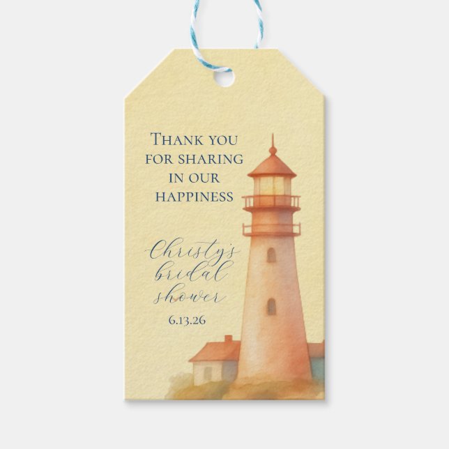 Coastal Lighthouse Favor Tag Presentetikett (Framsidan)