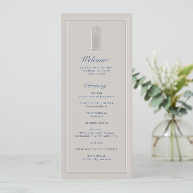 Coastal Lighthouse Nautical Formal Wedding Program (Stående Fram)