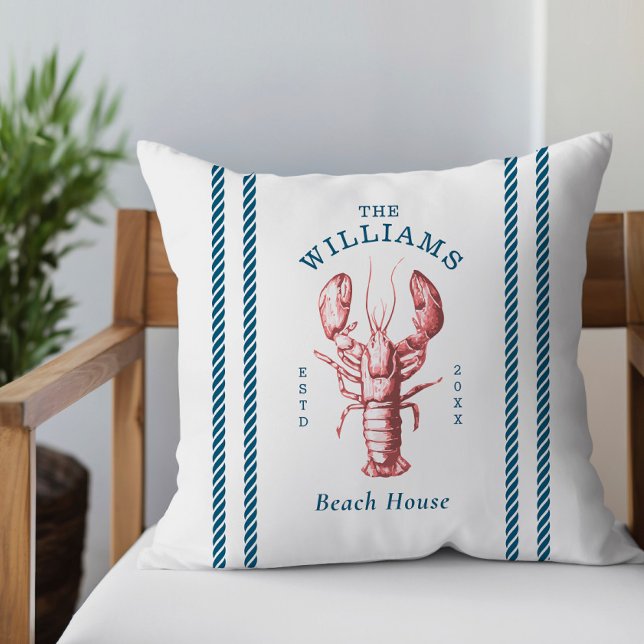 Coastal Lobster Beach House Dekorativ kudde (Skapare uppladdad)