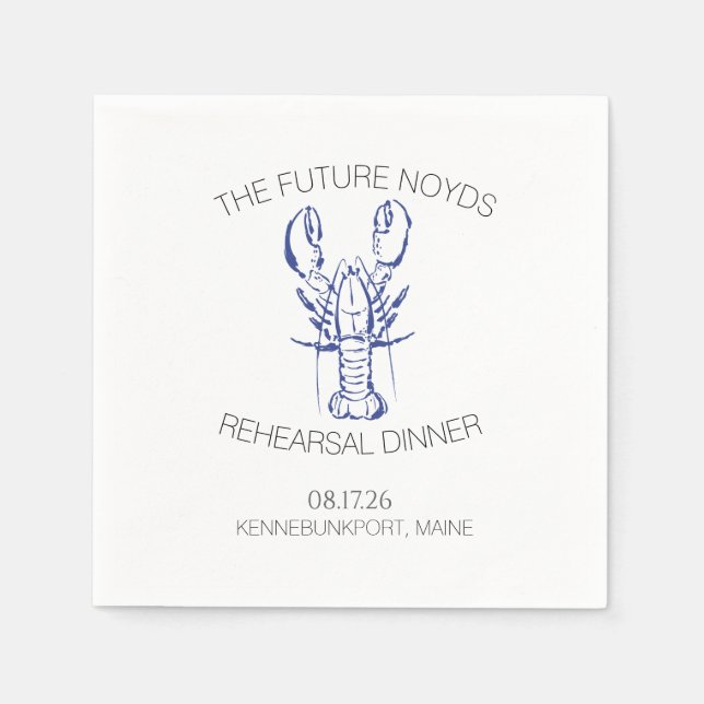 Coastal Lobster Wedding Rehearsal Dinner Sticker Pappersservett (Framsidan)