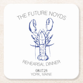 Coastal Lobster Wedding Rehearsal Dinner Sticker Underlägg Papper Kvadrat