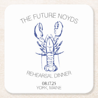 Coastal Lobster Wedding Rehearsal Dinner Sticker Underlägg Papper Kvadrat