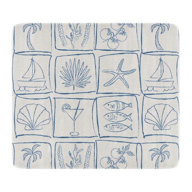 Coastal Mediterranean Faux Tile Linen Cobalt (Framsidan)