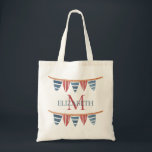 Coastal Nautical Beach Flags Monogram Tygkasse<br><div class="desc">This monogrammed cotton tote bag features nautical flag banners in soft watercolor shades of red,  white and blue.  Personalize the monogram on the front with your choice of name and initial and the back with your choice of special text.  Fun for personalized party favors and gift bags.</div>