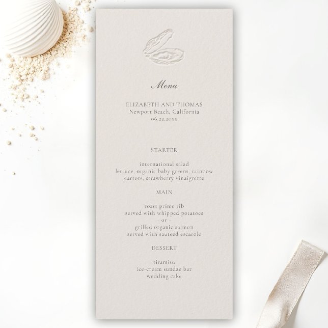 Coastal Nautical Oyster Classic Wedding Ecru Meny (oyster wedding menu coastal nautical formal traditional modern classic ecru elegant black tie yacht)