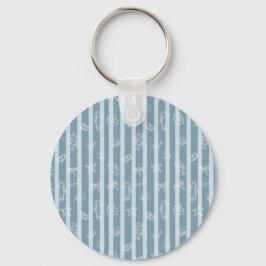 Coastal Nautical Pattern | Blue Sea Shell & Seahor Nyckelring