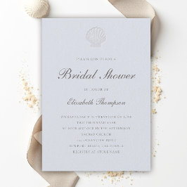 Coastal Nautical Shell Formal Blue Bridal Shower Inbjudningar