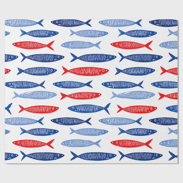 Coastal Nautical Summer Fish Pattern Presentpapper (Platt)