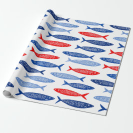 Coastal Nautical Summer Fish Pattern Presentpapper