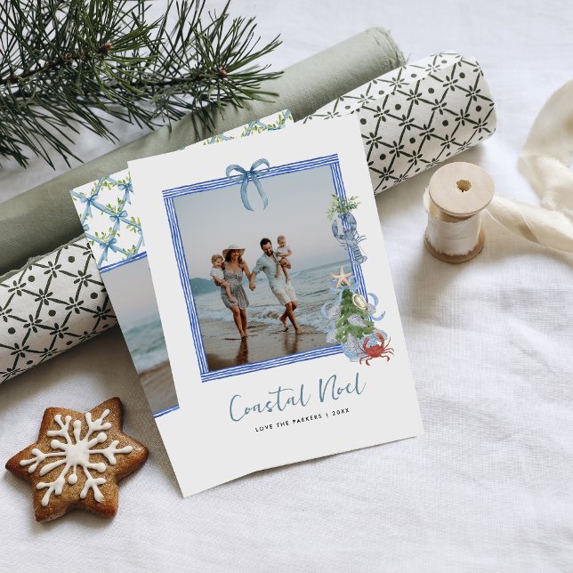Coastal Noel | Elegant Julfotografi med Kusttema Julkort (Skapare uppladdad)