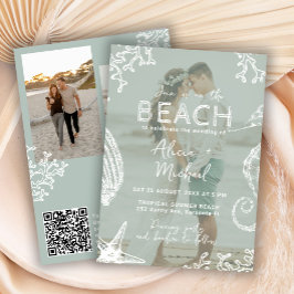 Coastal ocean beach destination wedding all in one inbjudningar