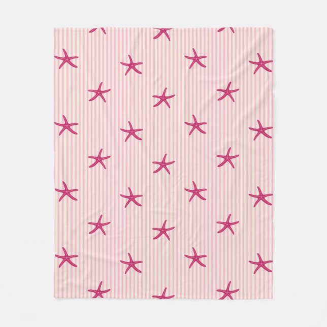 Coastal Ocean Tides Starfish Stripe Bougainvillea Fleecefilt (Framsidan)