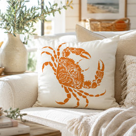 Coastal Orange Crab Beach House Kudde