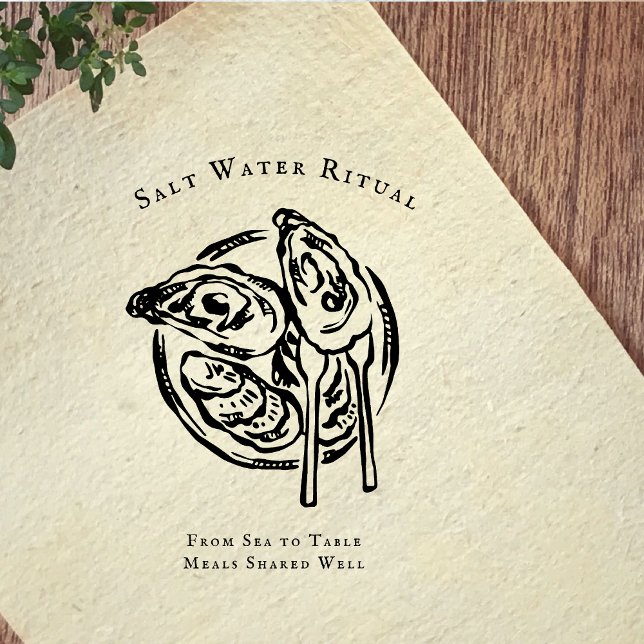 Coastal Oyster Illustration Rubber Stamp Stämpel (Skapare uppladdad)