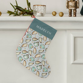 Coastal Oyster Personalized Liten Julstrumpa