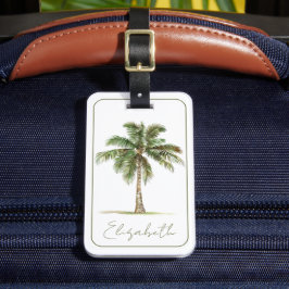 Coastal Palm Tree Personalized Bagagebricka