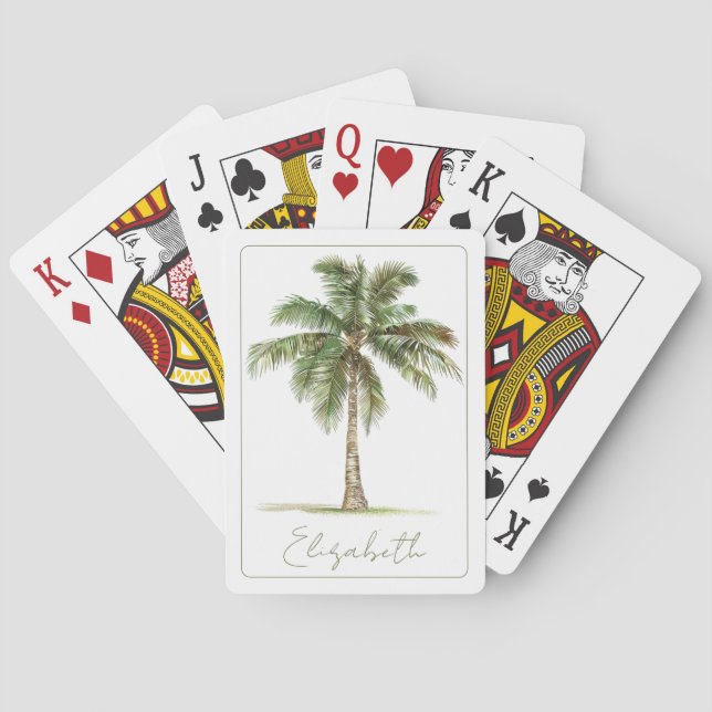 Coastal Palm Tree Personalized Casinokort (Baksidan)