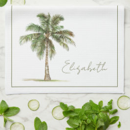 Coastal Palm Tree Personalized Kökshandduk