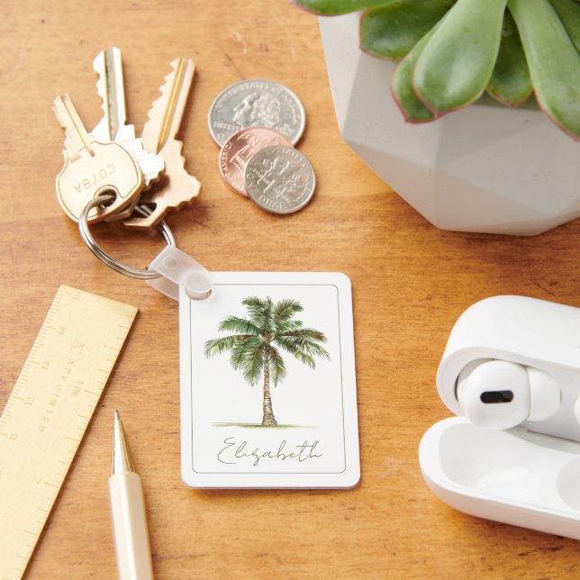 Coastal Palm Tree Personalized Nyckelring (Skrivbord)