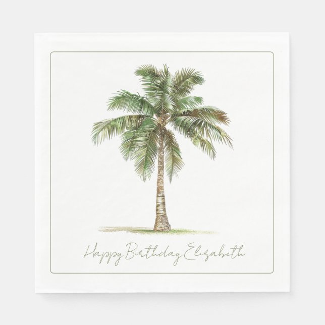 Coastal Palm Tree Personalized Pappersservett (Framsidan)