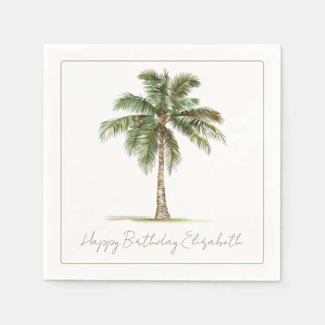 Coastal Palm Tree Personalized Party Pappersservett (Framsidan)