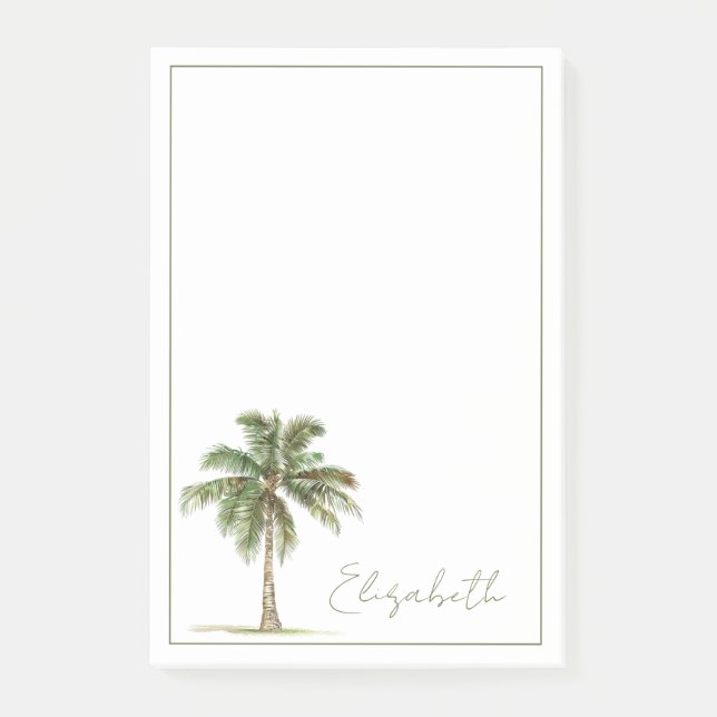 Coastal Palm Tree Personalized Post-it Block (Framsida)