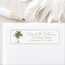 Coastal Palm Tree Personalized Return Address Returadress Etikett