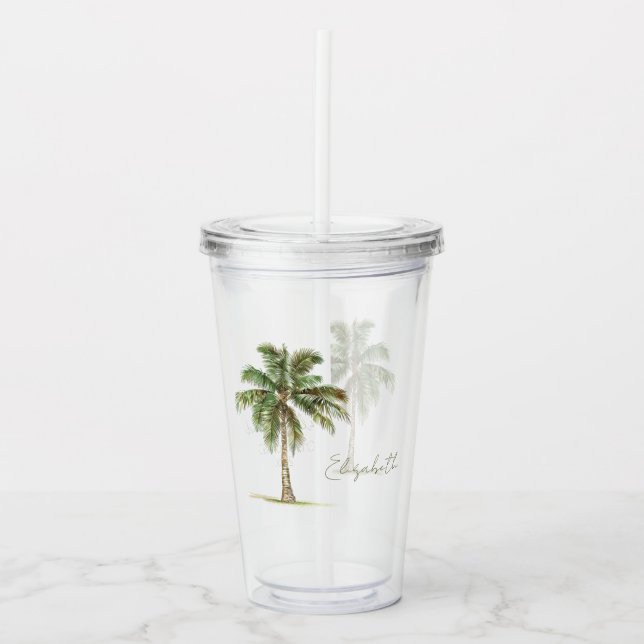 Coastal Palm Tree Personalized Take Away Mugg (Framsida)