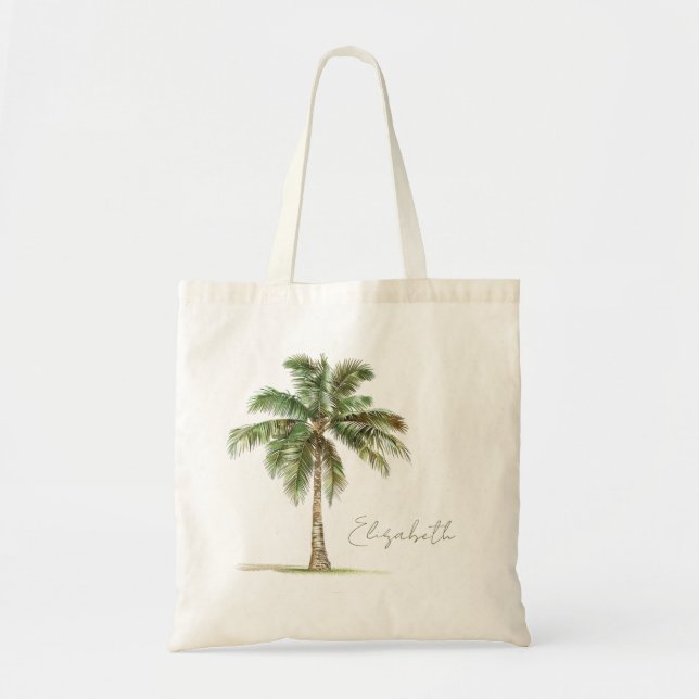 Coastal Palm Tree Personalized Tygkasse (Framsidan)