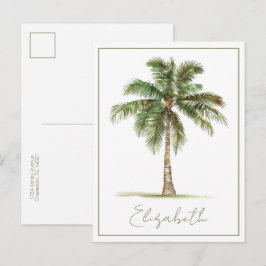 Coastal Palm Tree Personalized Vykort