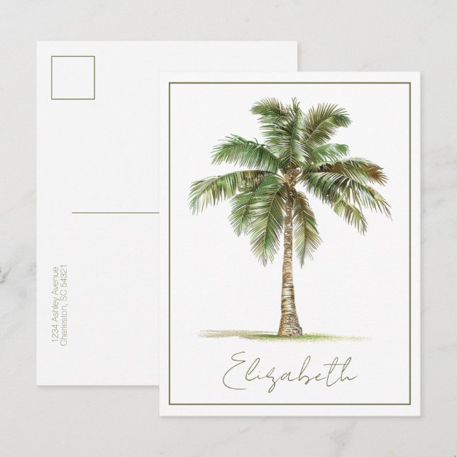 Coastal Palm Tree Personalized Vykort (Fram/baksida)