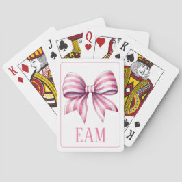 Coastal Pink and White Watercolor Bow Monogram Casinokort