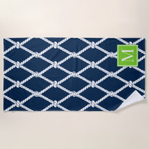 Coastal Preppy Nautical Monogram  – Marinblå & Lim