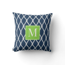 Coastal Preppy Nautical Monogram – Marinblå & Lime