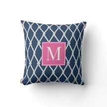 Coastal Preppy Nautical Monogram – Marinblå & Varm