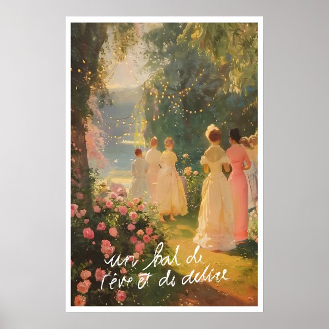 Coastal Rococo Art Print Rose Garden, Lanterns Poster (Framsidan)