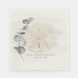 Coastal Sand Dollar & Eucalyptus watercolor Pappersservett