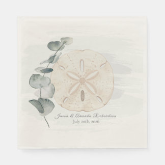 Coastal Sand Dollar & Eucalyptus watercolor Pappersservett