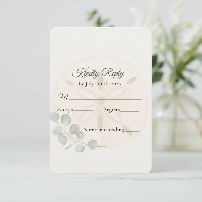 Coastal Sand Dollar Wedding  OSA Kort (Stående Fram)