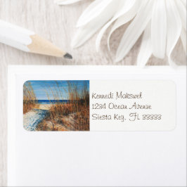 Coastal Sand Dunes Beach Art Returadress Etikett